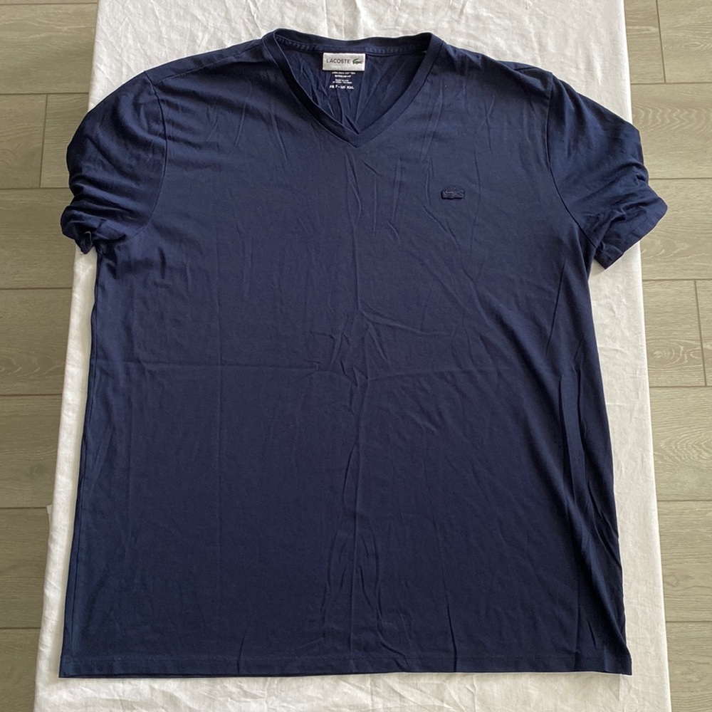 Lacoste Short Sleeved V-Neck XXL (Navy Blue)